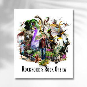 Rockford's Rock Opera Glossy Poster (50x60cm) from the acclaimed audiobook, showing all the main characters.