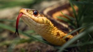 Grass Snake in a garden in the UK