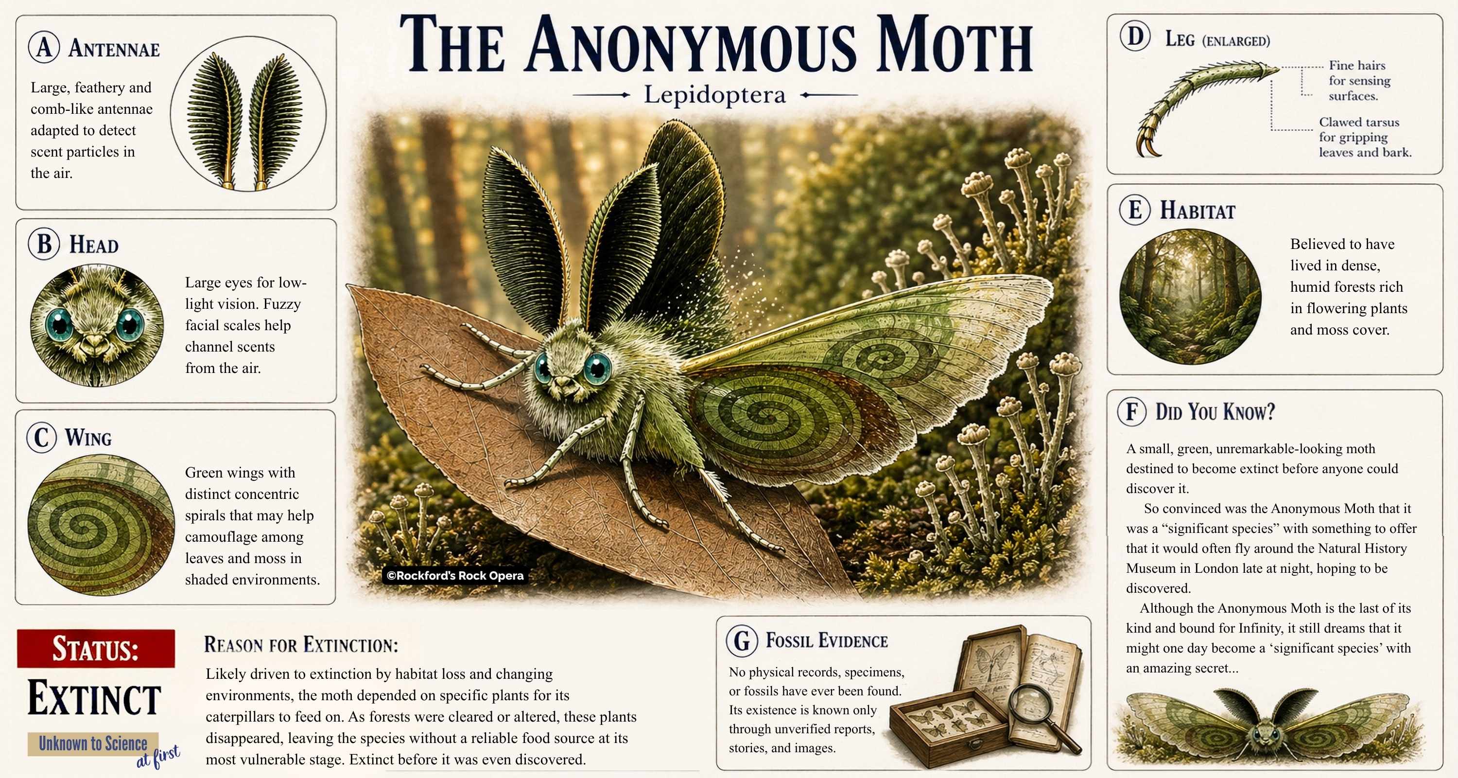 Illustrated portrait of The Anonymous Moth from the award winning musical adventure book, Lost on Infinity.