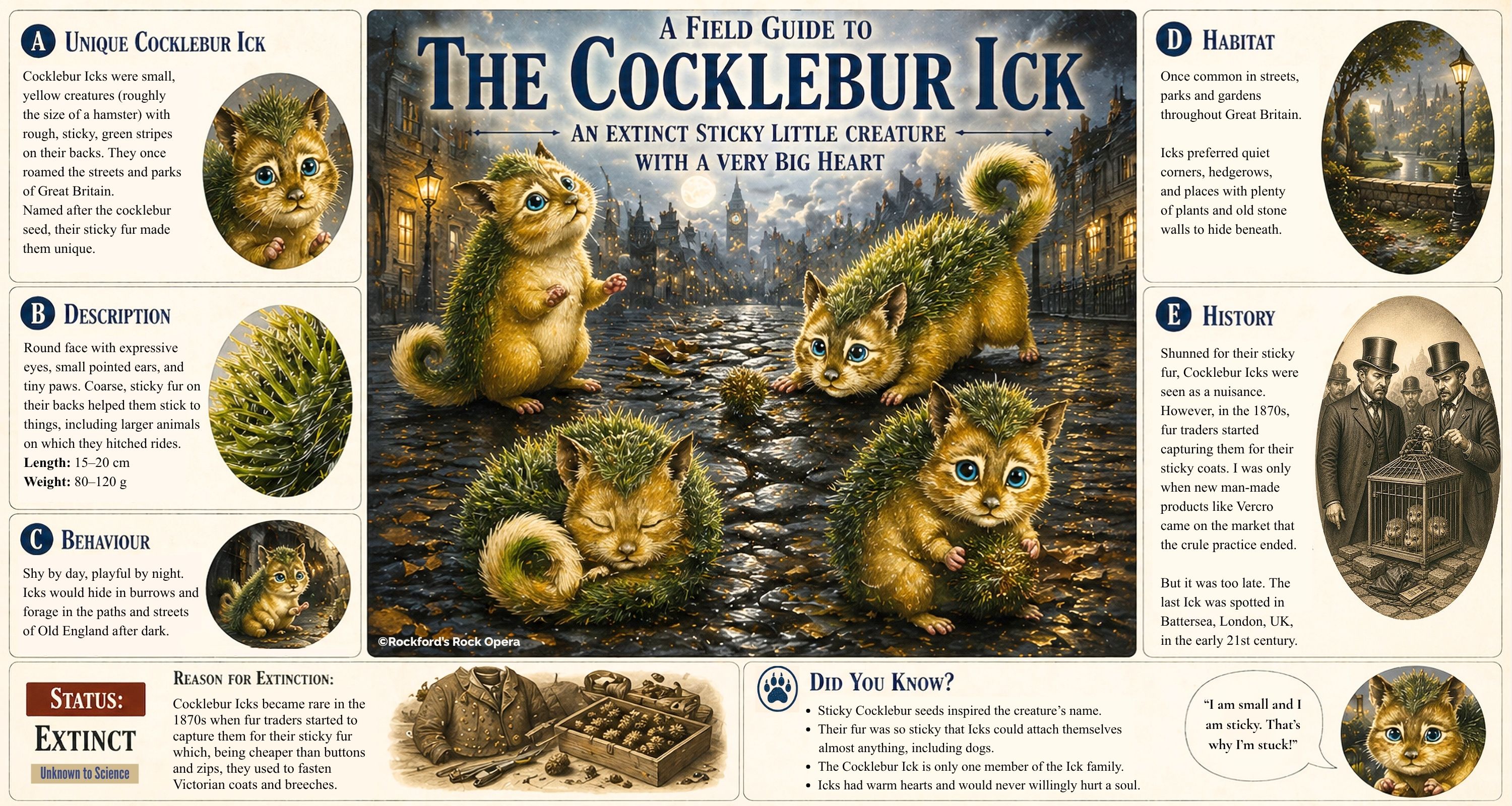 Illustrated portrait of The Cocklebur Ick from the award winning musical adventure book, Lost on Infinity.