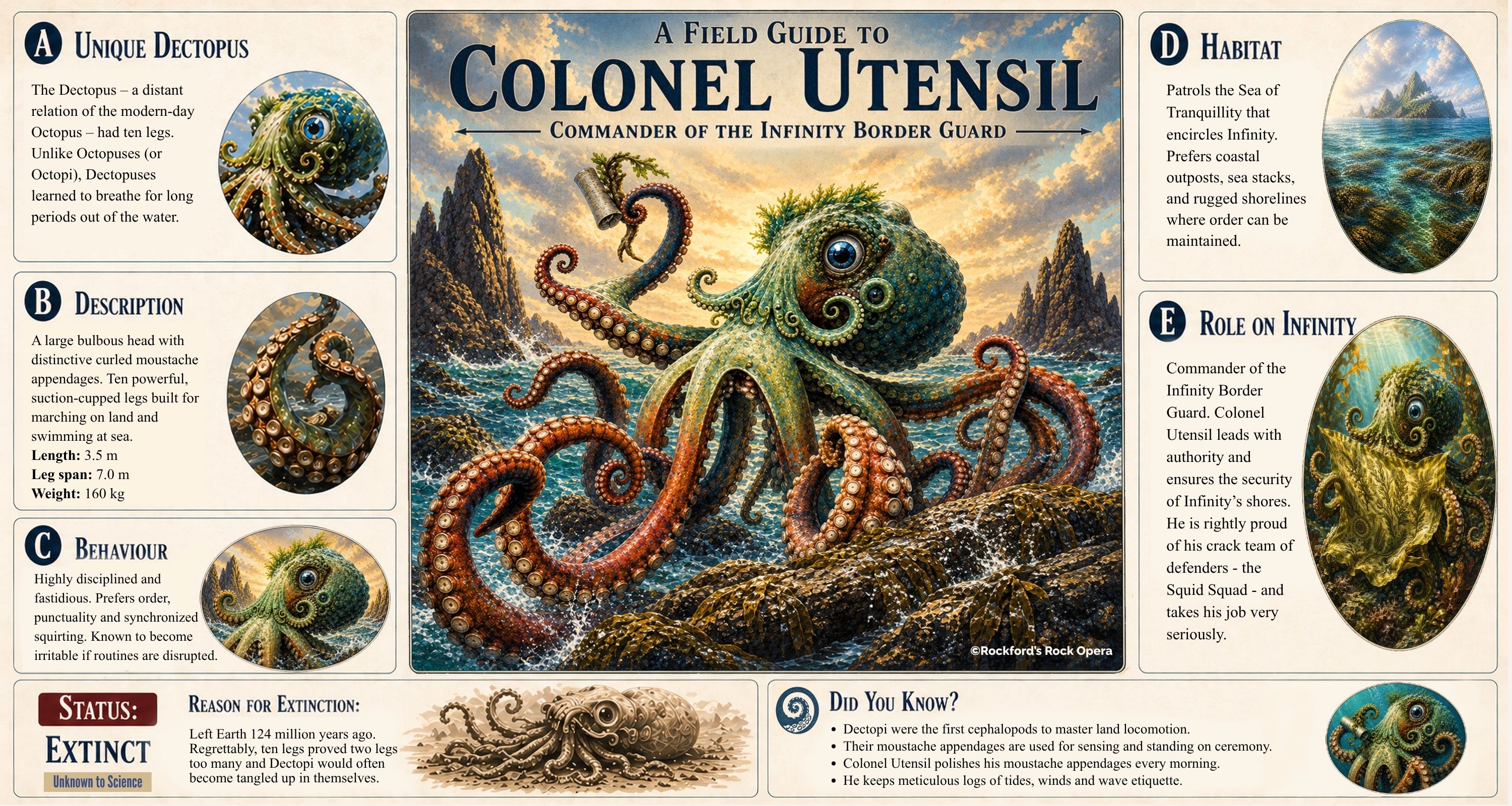 Illustrated portrait of Colonel Utensil from the award winning musical adventure book, Lost on Infinity.
