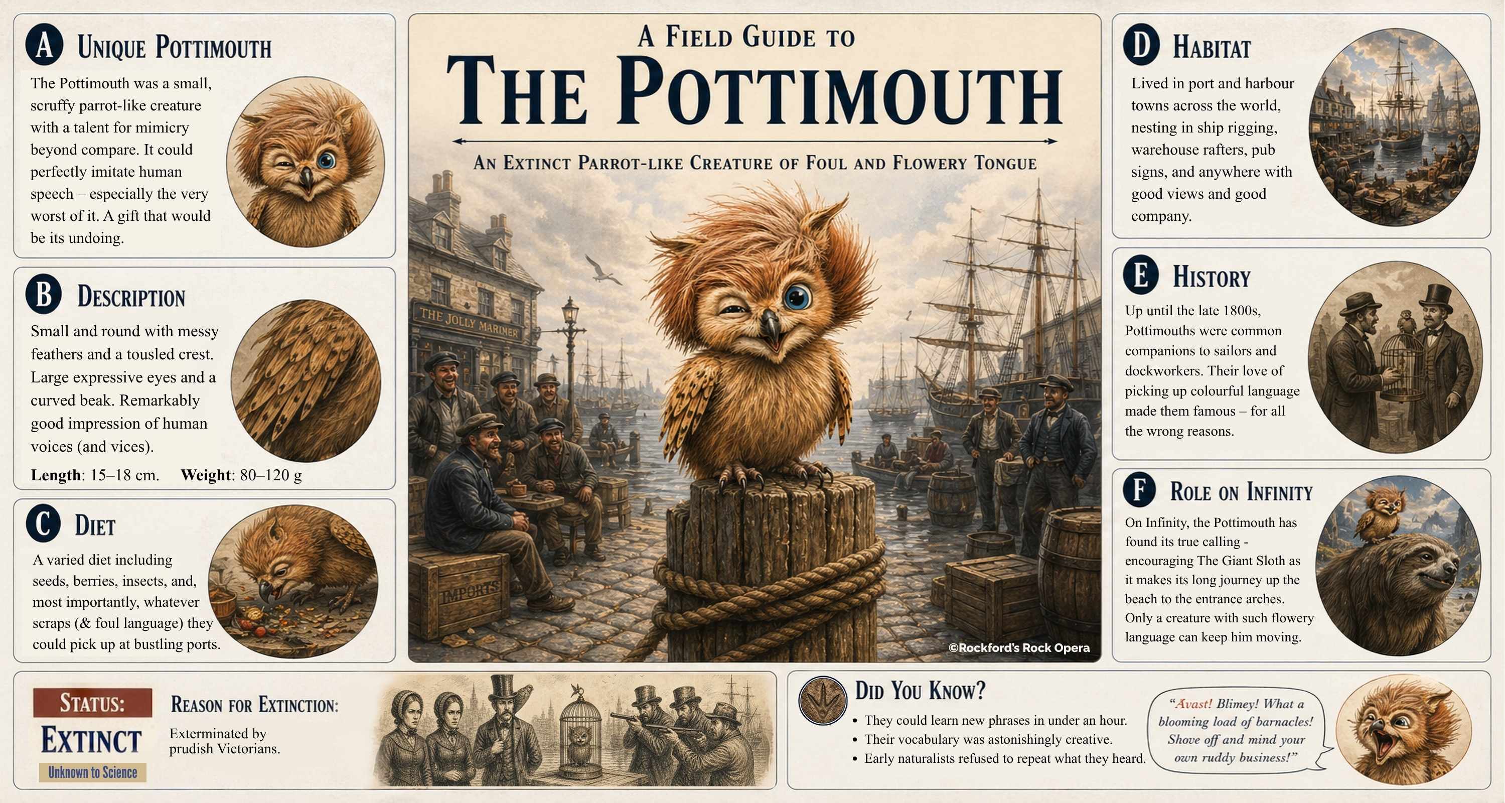 Illustrated portrait of the Pottimouth from the award winning musical adventure book, Lost on Infinity.